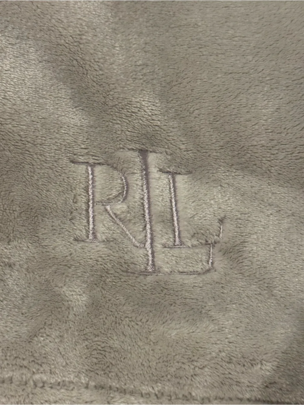 Ralph Lauren Light Grey Plush/Microfleece Blanket